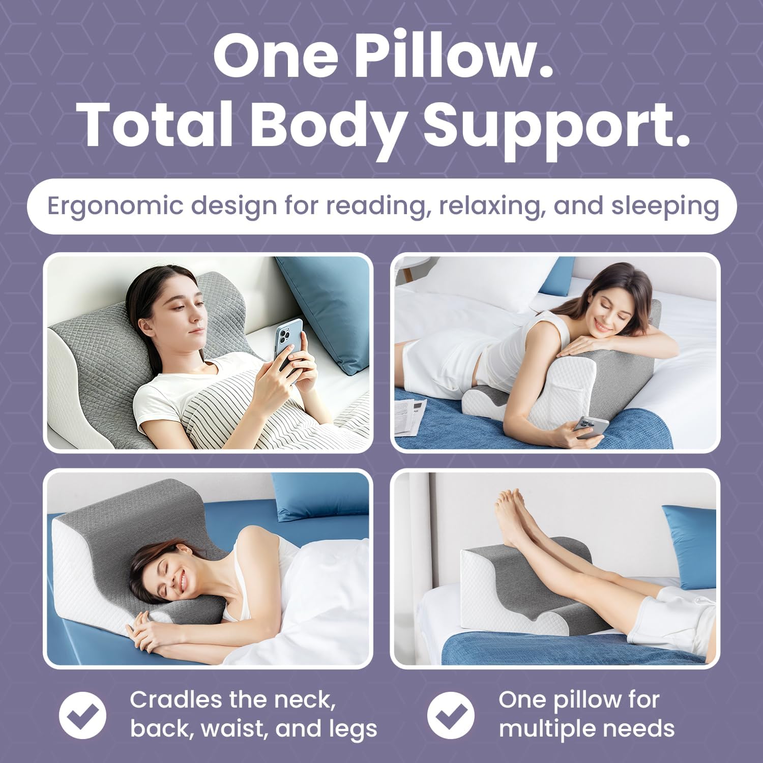 Zerora Reading Pillow for Sitting Up in Bed Rest, Lumbar Neck Support Pillow with Back Support, Home Bedroom Sofa Dorm Essentials for…