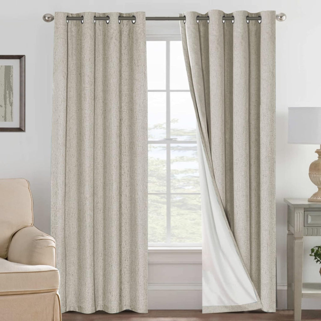 H.VERSAILTEX 100% Blackout Curtains for Bedroom Thermal Insulated Linen Textured Curtains Heat and Full Light Blocking Drapes Living Room…