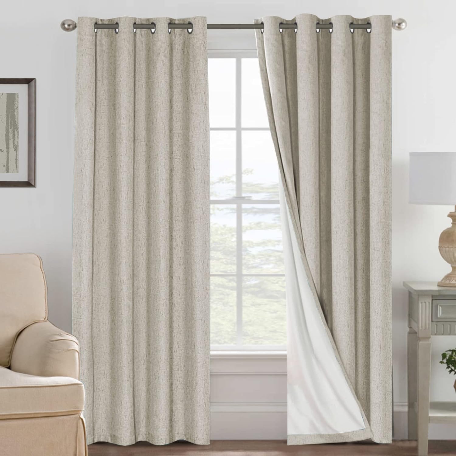 H.VERSAILTEX 100% Blackout Curtains for Bedroom Thermal Insulated Linen Textured Curtains Heat and Full Light Blocking Drapes Living Room…