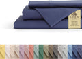 Linen Home 100% Cotton Percale Twin Sheets 3-Piece Set, Soft Breathable & Cooling Bed Linen, Deep Pocket 16", Crisp Hotel Quality, Dark Blue