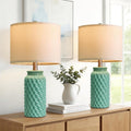 USumkky 20.5" Ceramic Table Lamps Set of 2 - Modern Farmhouse & Boho Style, Bedside Nightstand Lamps for Bedroom, Living Room End Table…