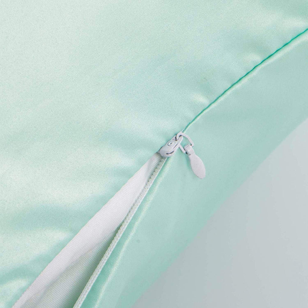 Ntbay Zippered Satin Pillow Cases for Hair and Skin, Luxury King Hidden Zipper Pillowcases Set of 2, 20x36 Inches, Cyan 36 Inches