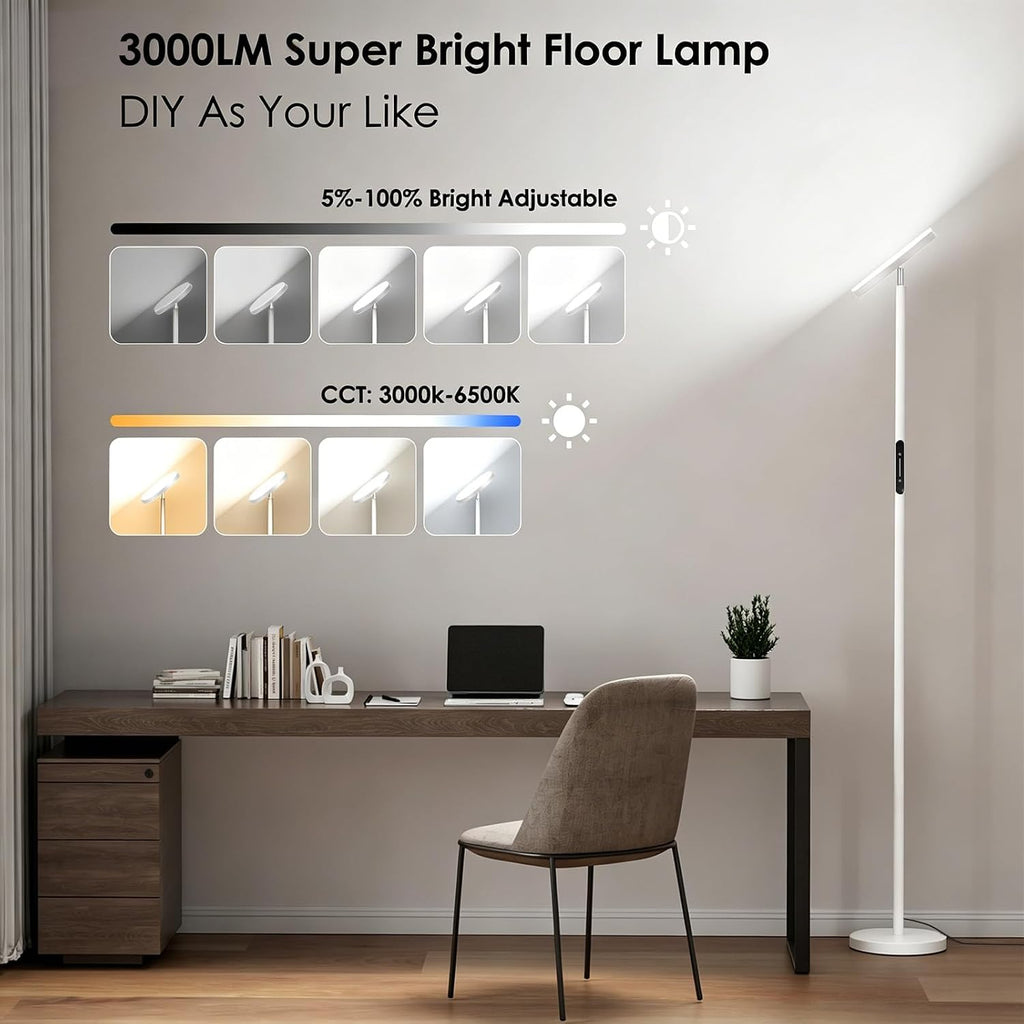 Floor Lamps for Living Room, 32W 3000LM Super Bright LED Torchiere Floor Lamp with Remote & Touch Control, 69" Standing Lamp with…