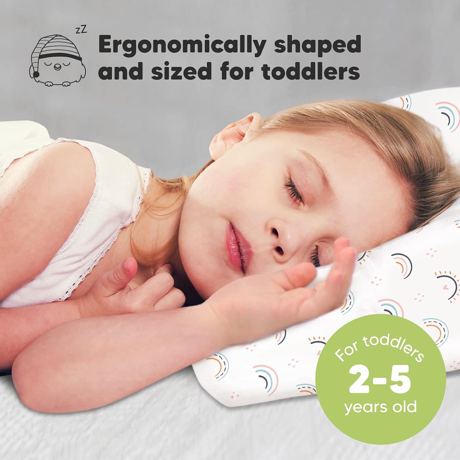 Toddler Pillow with Pillowcase - 13x18 My Little Dreamy Kids Travel Bed Pillows for Sleeping, Organic Cotton Small Pillowcase, Soft &…