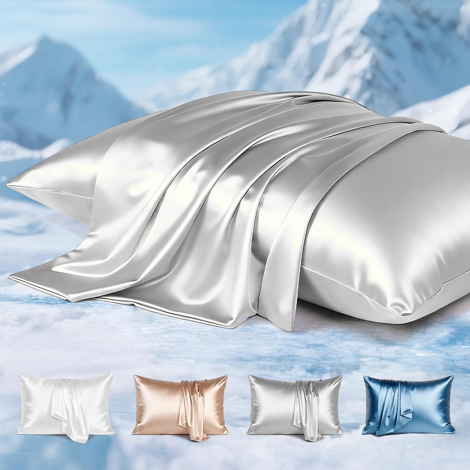 Avolare Cooling Pillow Cases, Arc-Chill 3.0 Cooling Pillowcases for Hot Sleepers, Zipper Satin Pillow Cases Queen Size Set of 2, Silky Pill…