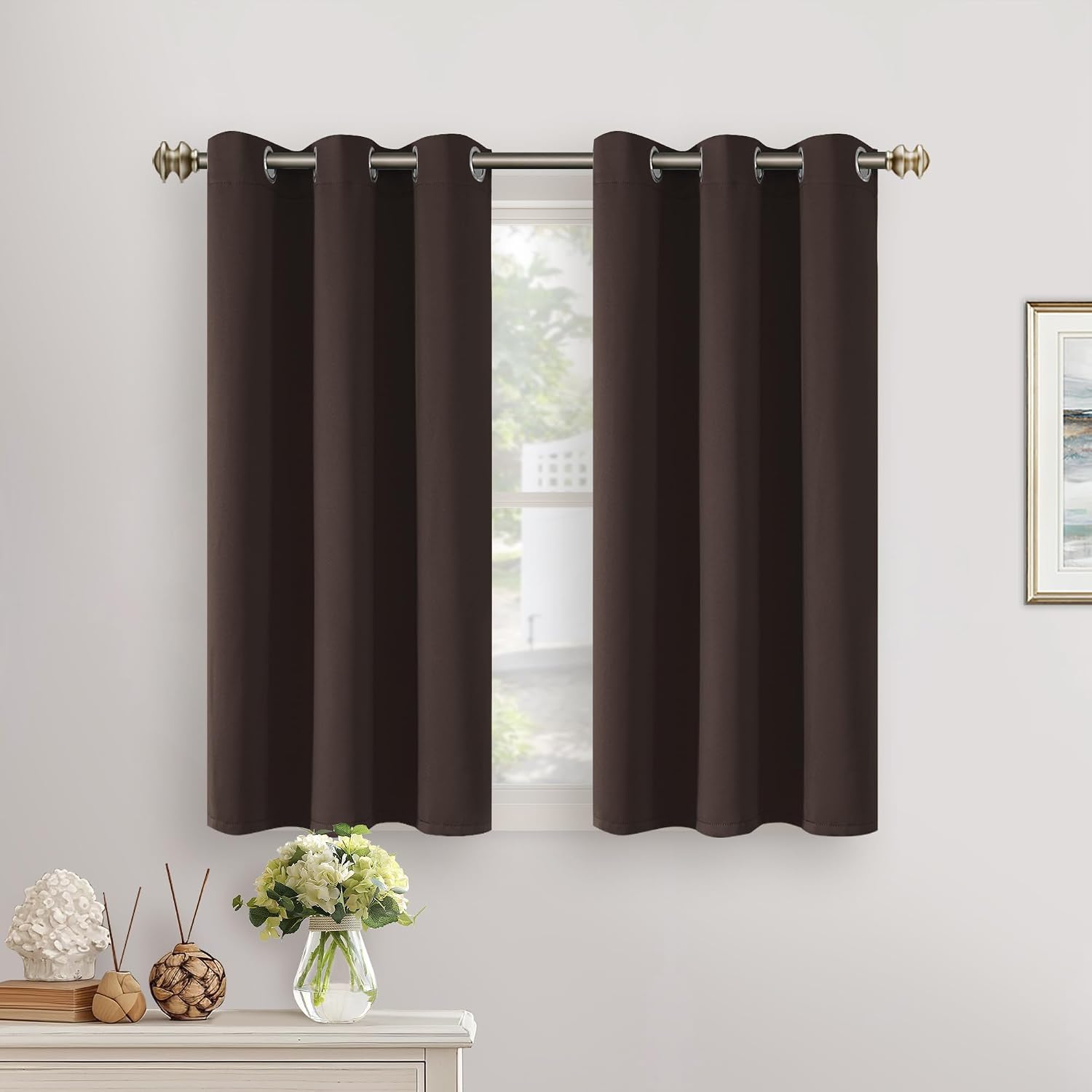 YoungsTex Short Blackout Kitchen Curtains 40 Inch Length - Small Thermal Insulated with Grommet Room Darkening Drapes Privacy for Bathroom…