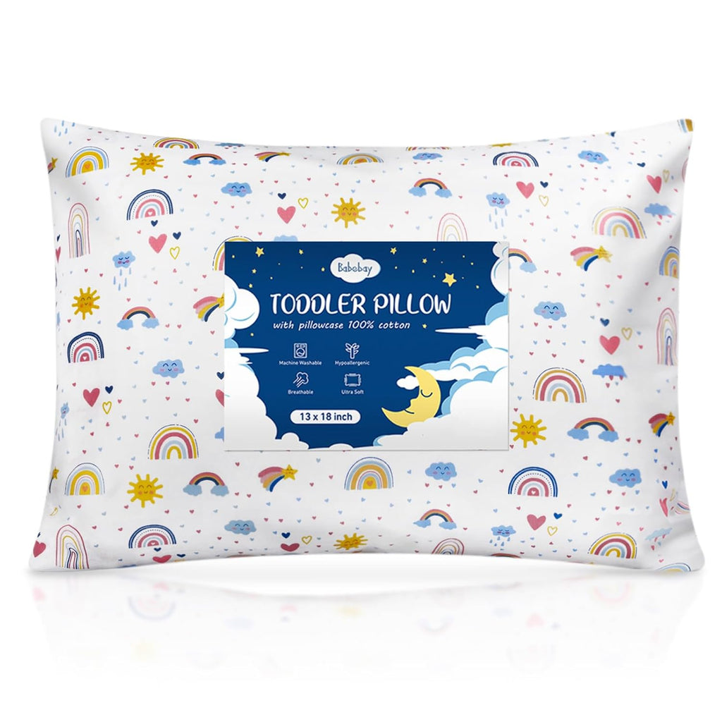Babebay Toddler Pillow,13X18 Soft Toddler Pillows for Sleeping, Machine Washable Kids Pillow with Cotton Pillowcase, Perfect for Travel…