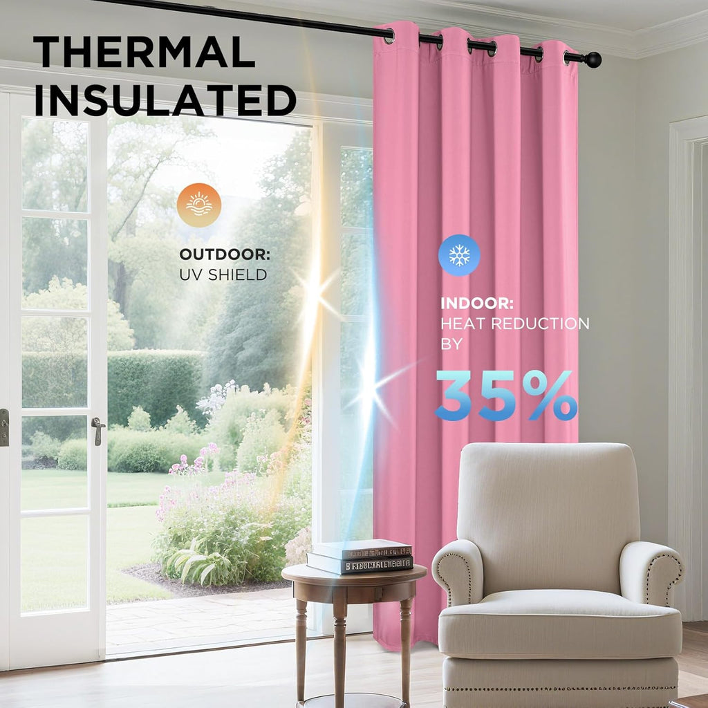 Joydeco Blackout Curtains 63 Inchs Long 52 Wide Black Out Curtains 2 Panels, Thermal Insulated Long Curtain& Drapes Room Darkening Grommet…
