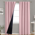 BGment Pink 100% Blackout Curtains for Bedroom, Black Out Living Room 84 inch Panels with Thermal Liner, Rod Pocket and Back Tab Double…