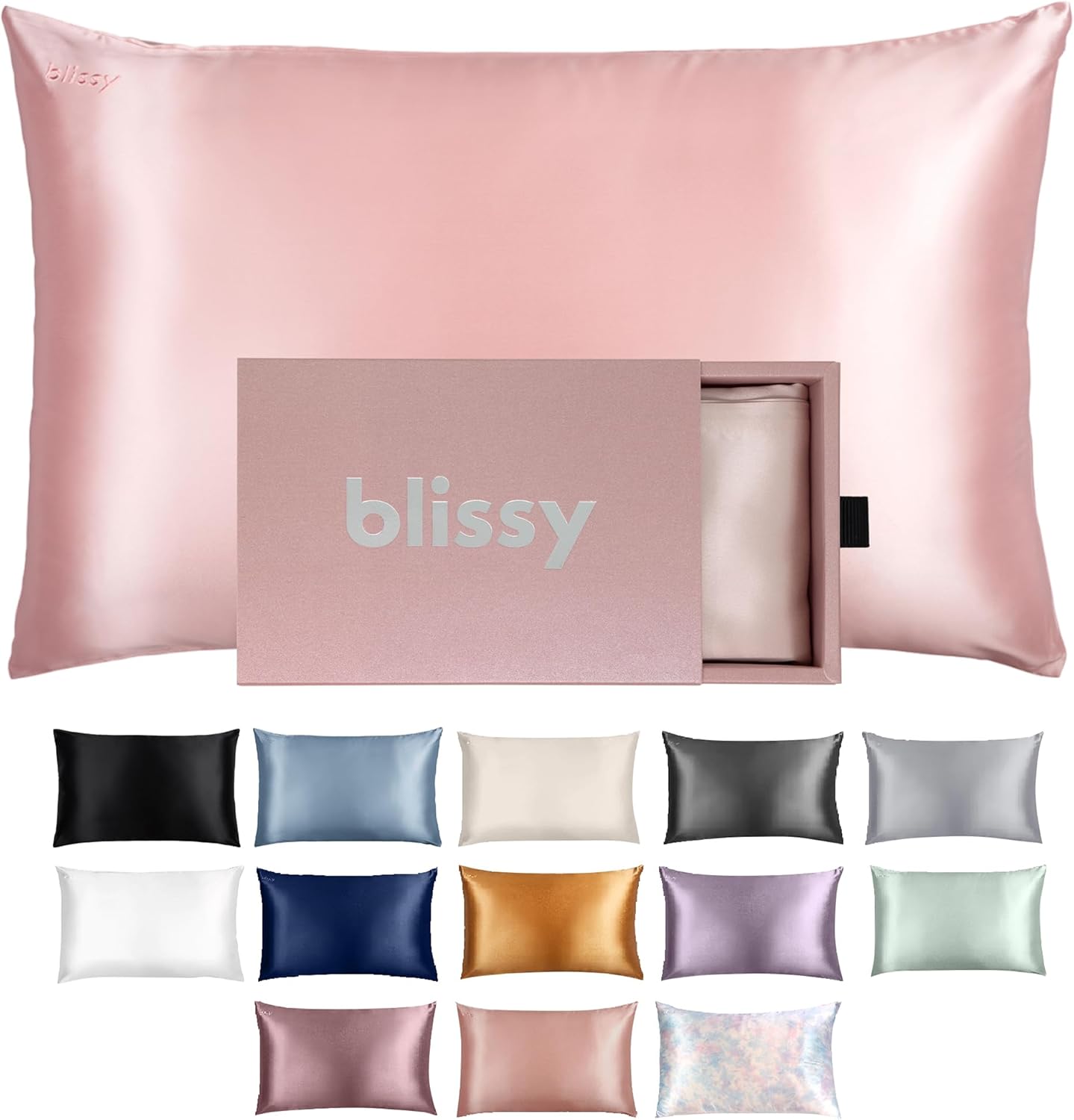 Blissy Silk Pillowcase - 100% Pure Mulberry Silk - 22 Momme 6A High-Grade Fibers - Silk Pillow Cover for Hair & Skin - Regular, Queen &…