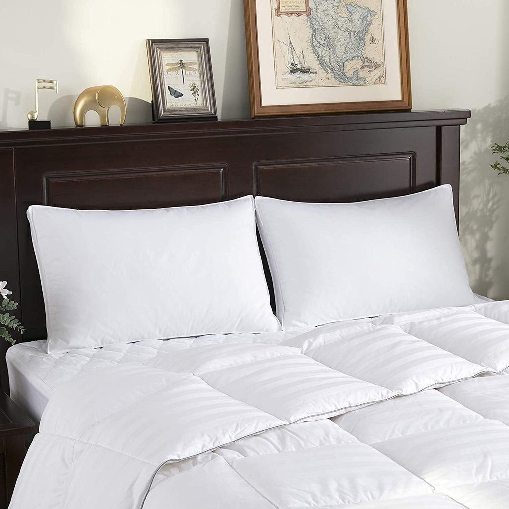puredown® Goose Feather Down Pillows, Soft Gusseted Bed Pillows for Sleeping with 100% Cotton Shell, Set of 2, King Size