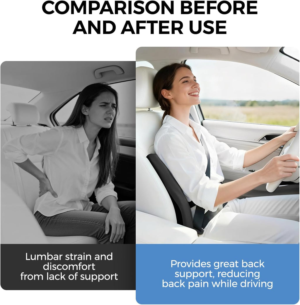 Bebas Lumbar Support Pillow for Car, Memory Foam Back Cushion for Driving, Ergonomic Lumbar Pillow for, Comfort Lower Back Support for Off…