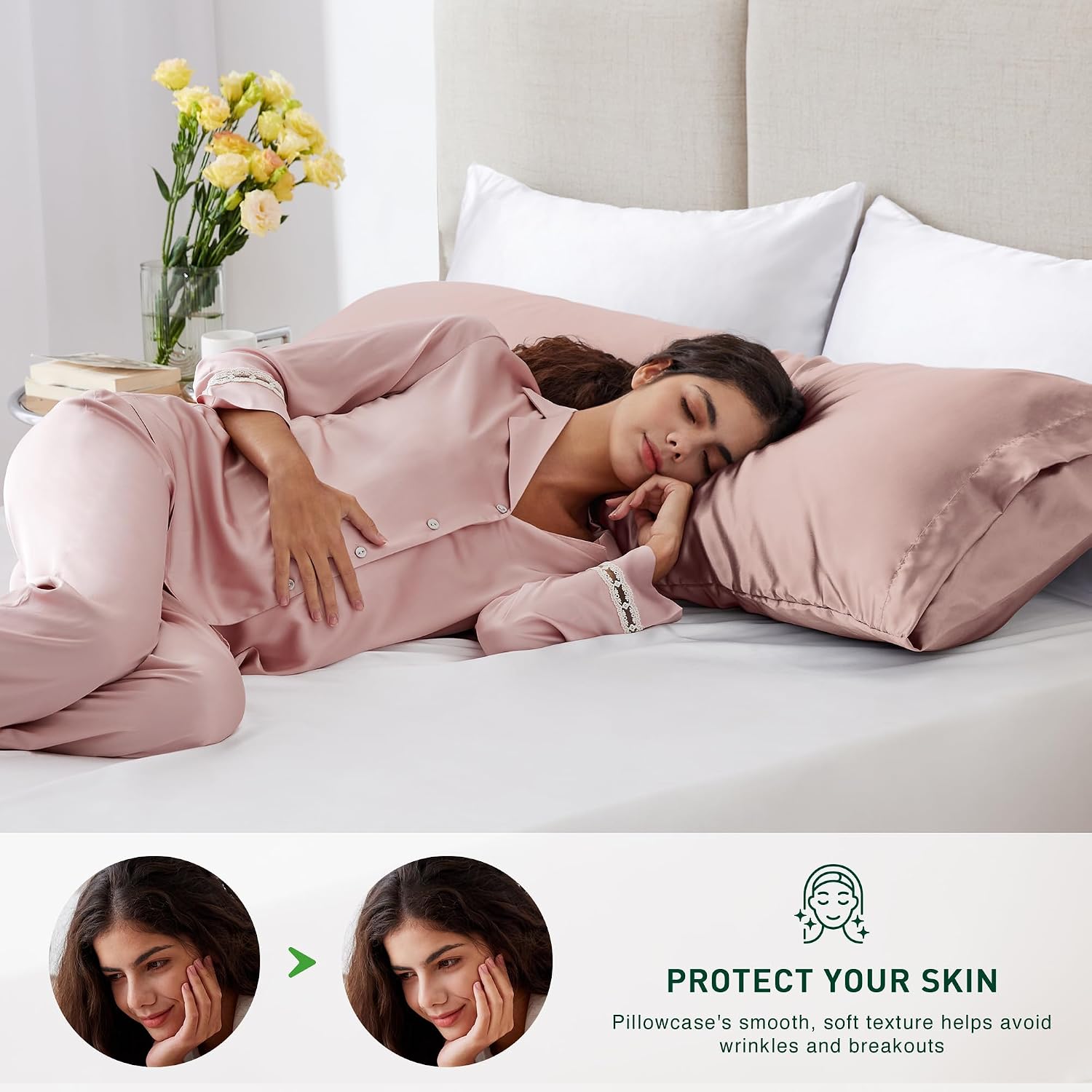 Lovescabin Love's cabin Satin Body Pillowcase 20x54, Cooling Pillow Cover for Hair and Skin, Silky Smooth with Envelope Closure, Similar to…