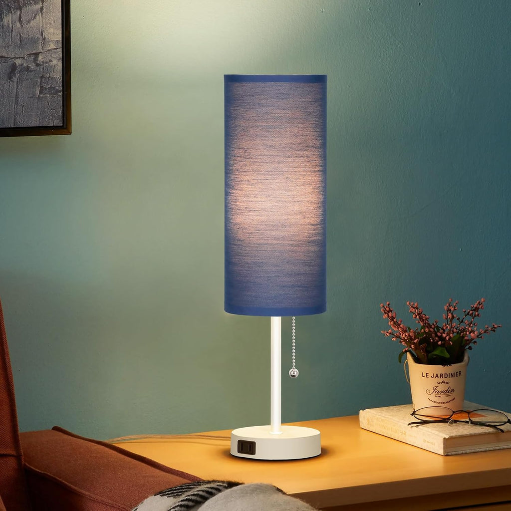 Dott Arts 18" Table Lamp for Bedroom, 3-Color Bedside Lamps with Pull Chain, Bedroom Table Lamps for Nightstand, AC Outlet Small Lamp for…