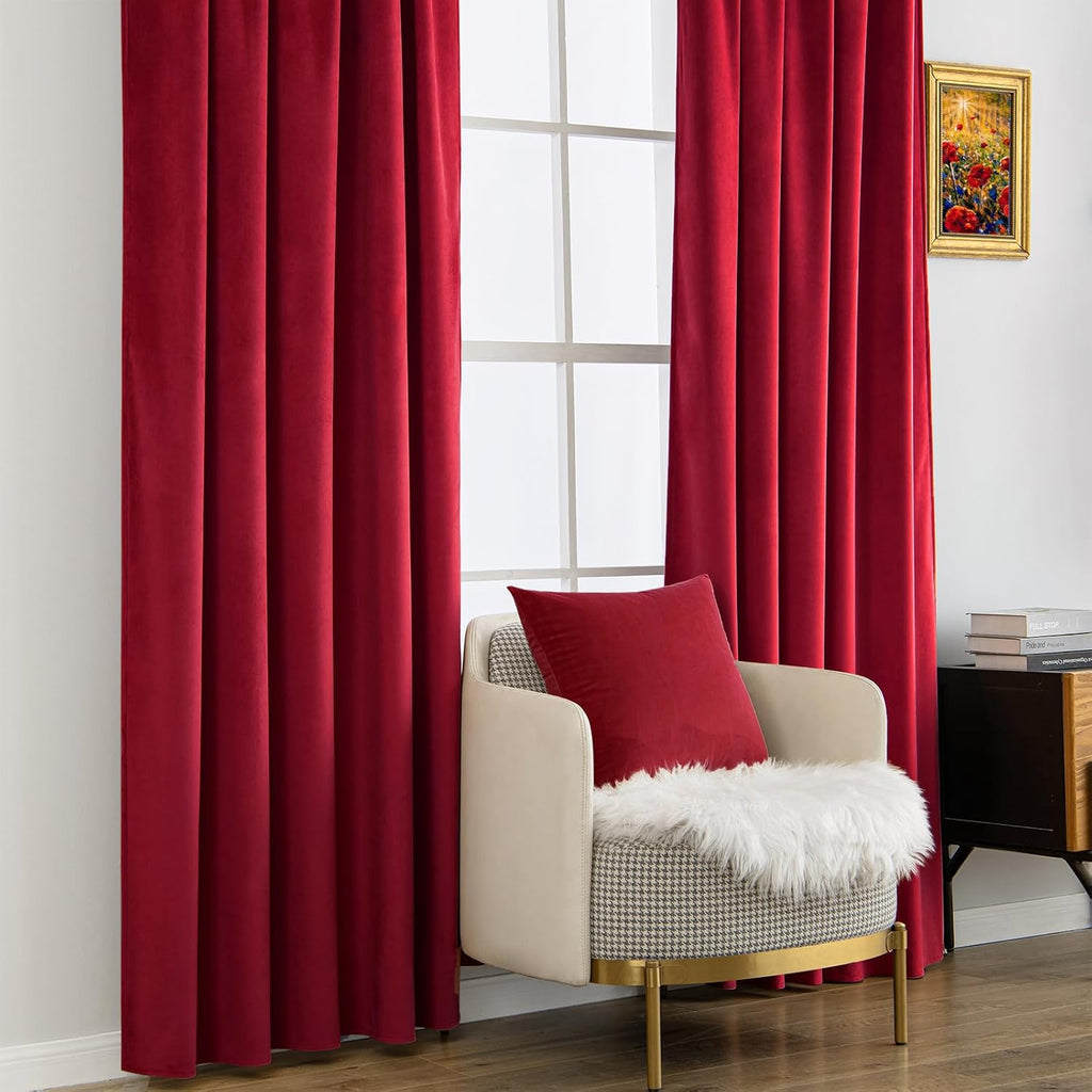 Miulee Velvet Curtains 84 inches - Luxury Blackout Curtains for Bedroom Living Room Thermal Insulated Super Soft Window Drapes Rod Pocket &…