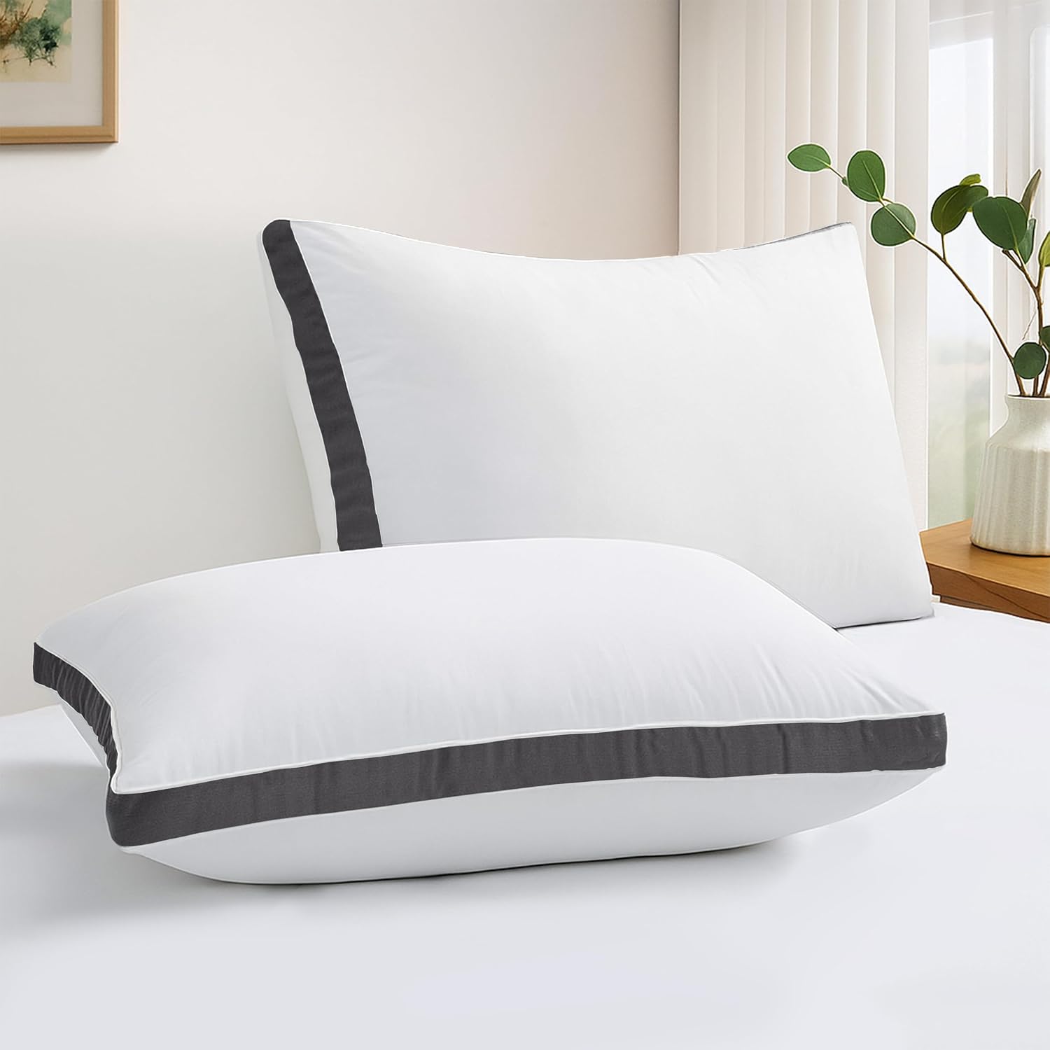 LuxDecorCollection King Size Pillows Set of 2 for Sleeping - LUX Décor Gusseted Bed Pillows, Down Alternative Hotel Quality, Cooling Breath…