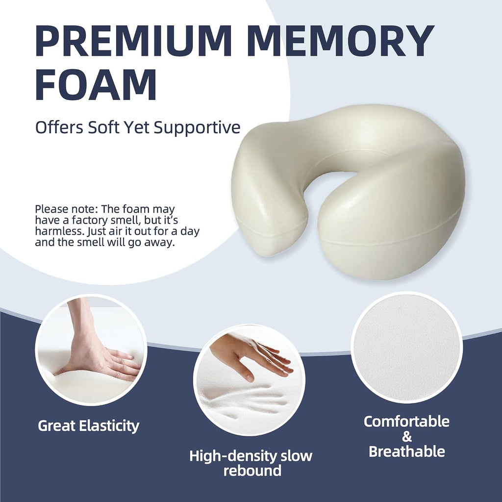 Skytraxcomf SKYTRAX COMF® Ergonomic Memory Foam Travel Neck Pillow, Washable Cooling Ice Silk Cover, Firm Neck Support for Airplane Long Fl…