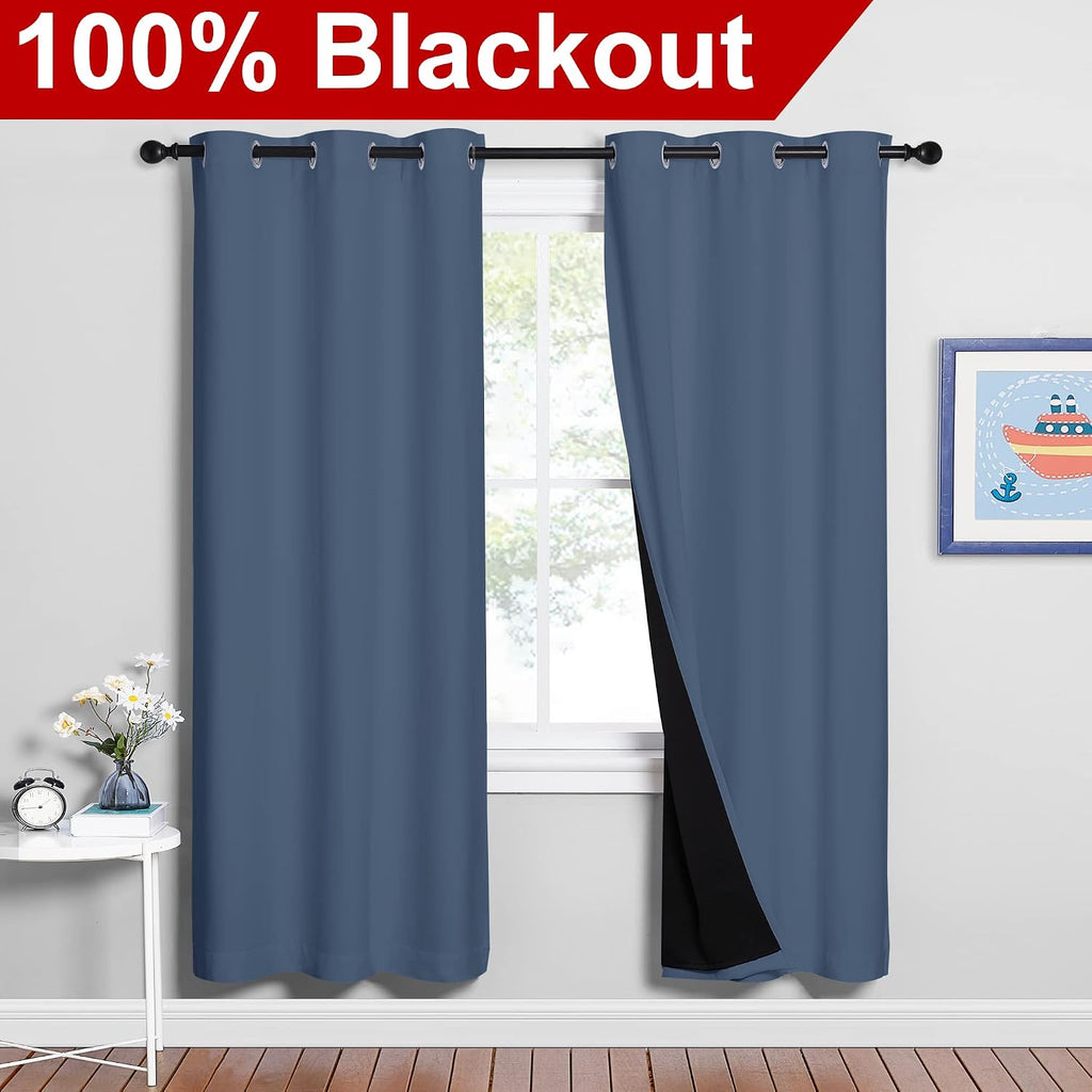 Nicetown Full Shade Curtain Panels 72 inches Long, Pair of Energy Smart & Noise Blocking Out Blackout Drapes for Guest Room Window, Thermal…