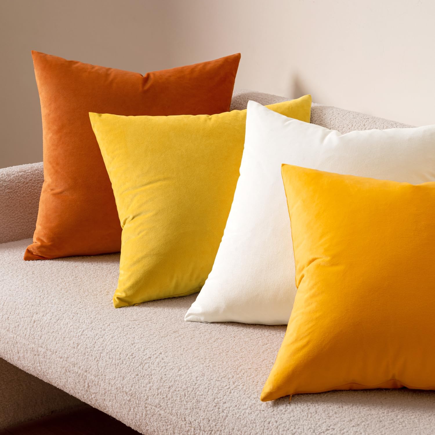 Miulee Velvet Throw Pillow Covers 20x20 Inch, Pack of 2 - Pure White, Soft Solid Decorative Pillow Covers Cushion Cases Modern Luxury Home…