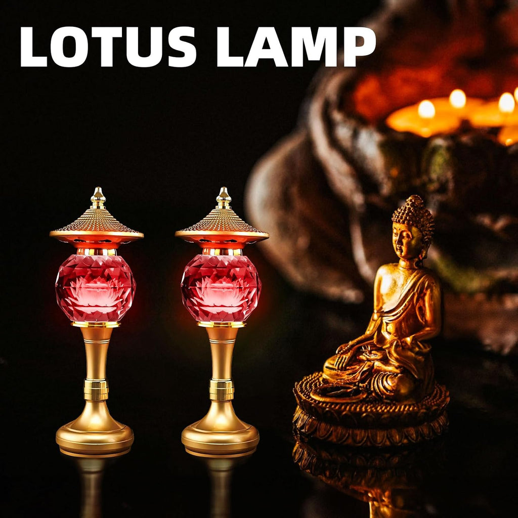 1 Pair-7 Color LED Lotus Flower Lamp - Pineapple Shape Crystal Lotus Buddhist Lamp Lights, Buddha Lamp Light with Adjustable Switch for…