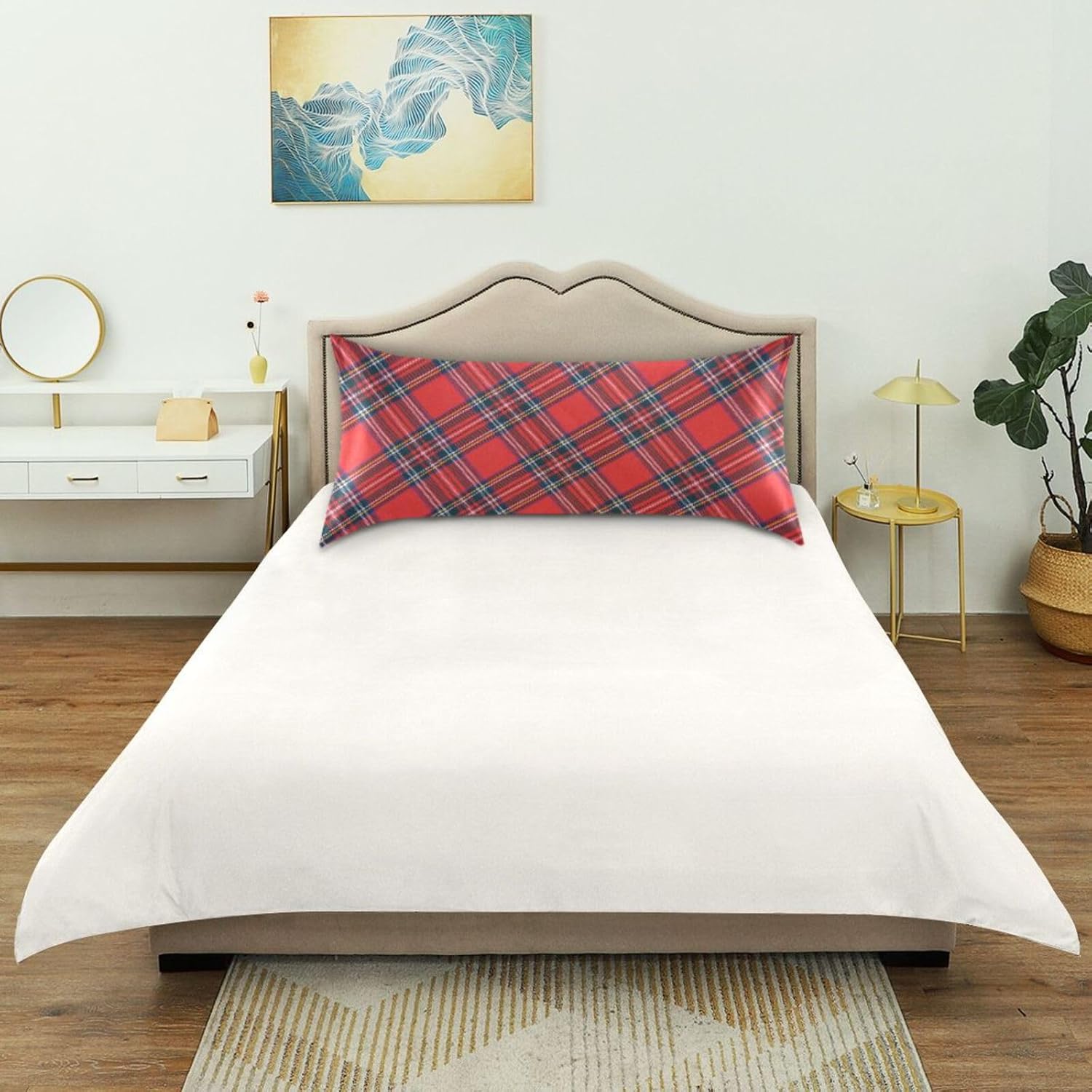 Stewart Tartan Plaid Pillow Covers Silk Pillowcase for Hair and Skin with Envelope Closure Satin Pillowcase Standard Size Pillow Case for…