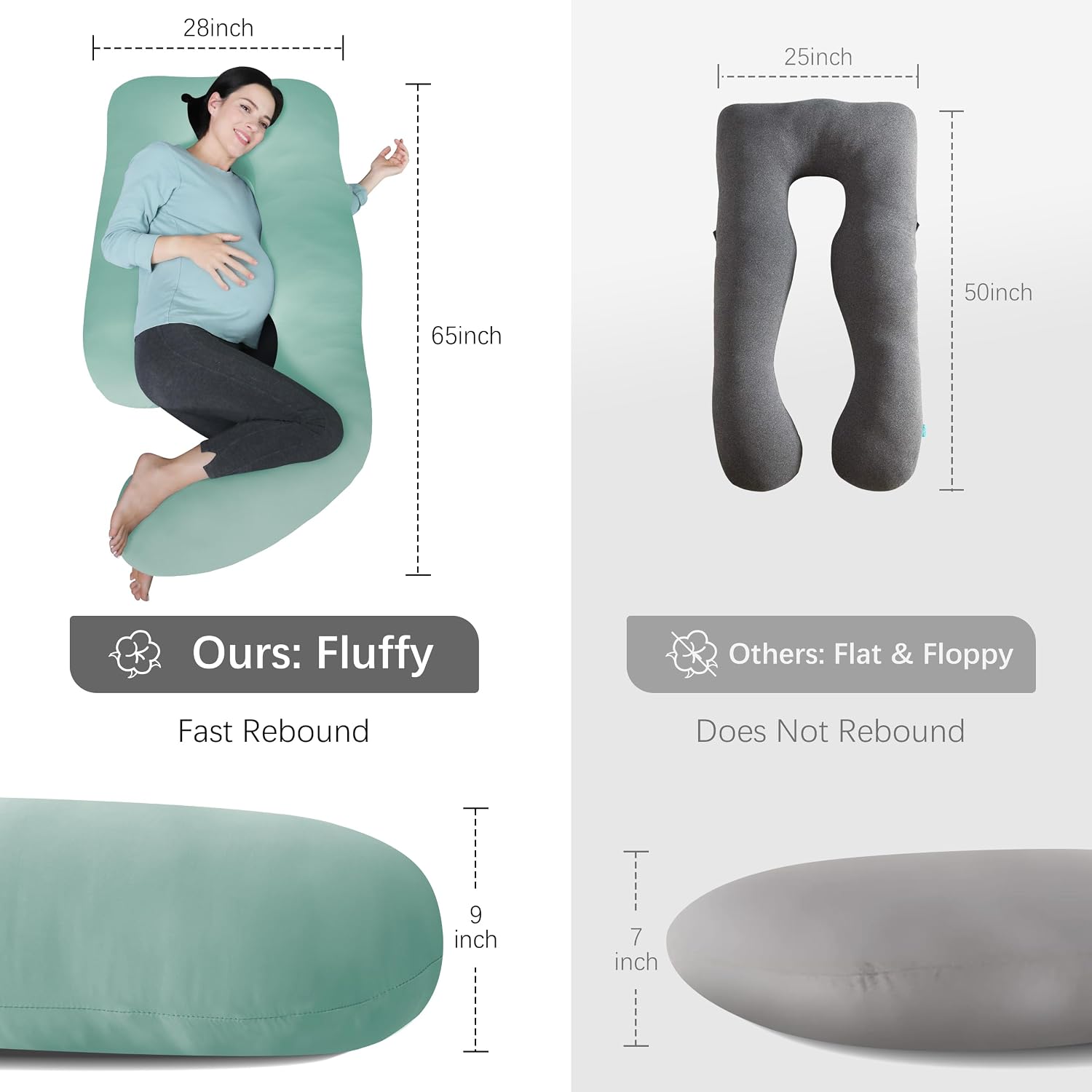 Moonpark MOON PARK Pregnancy Pillows for Sleeping - U Shaped Full Body Maternity Pillow with Removable Cover - Support for Back, Legs, Bell…