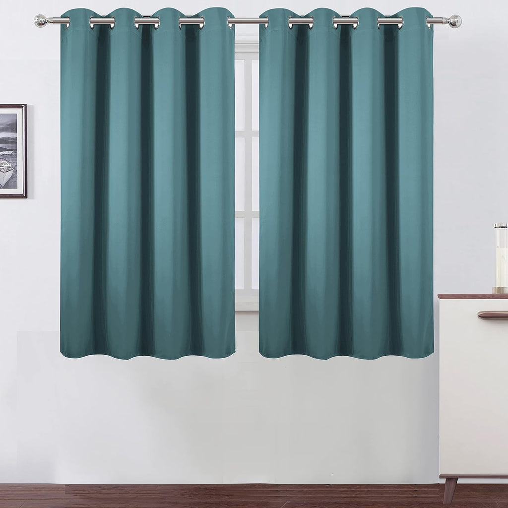 Lemomo Sea Teal Thermal Blackout Curtains/52 x 54 Inch/Set of 2 Panels Room Darkening Curtains for Bedroom 54 Inch silver