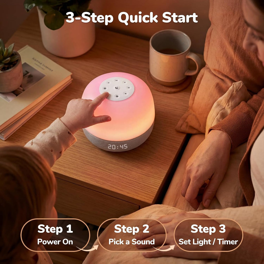 2025 Mom's Choice Awards | Sound Machine Baby White Noise Machine with Sunrise Alarm Clock & App Control – 360° RGB Night Light, Sleep…