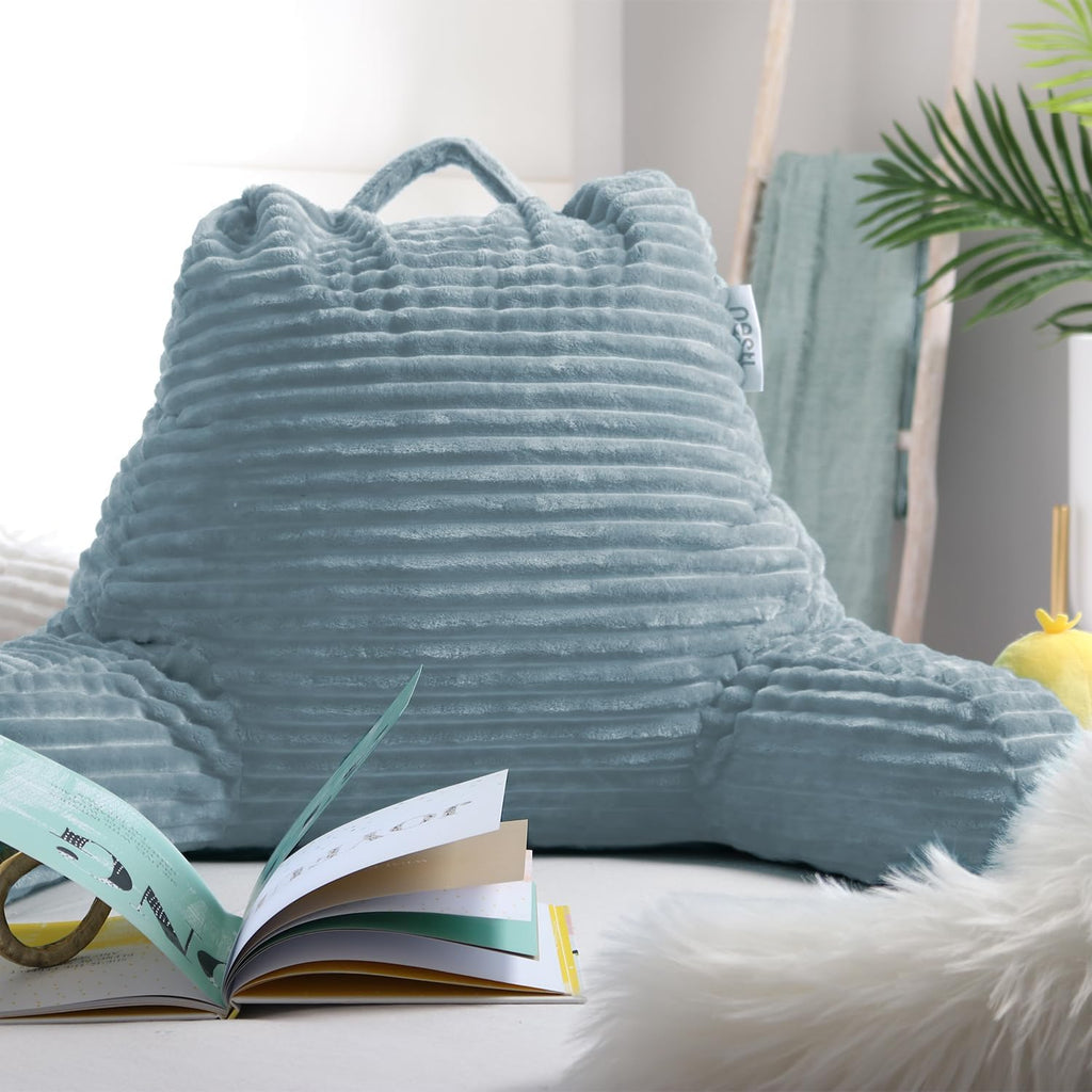 Nestl Reading Pillow with Shredded Memory Foam, Luxe Cut Plush Back Pillow for Sitting Up in Bed, Back and Arms Adjustable Support for…