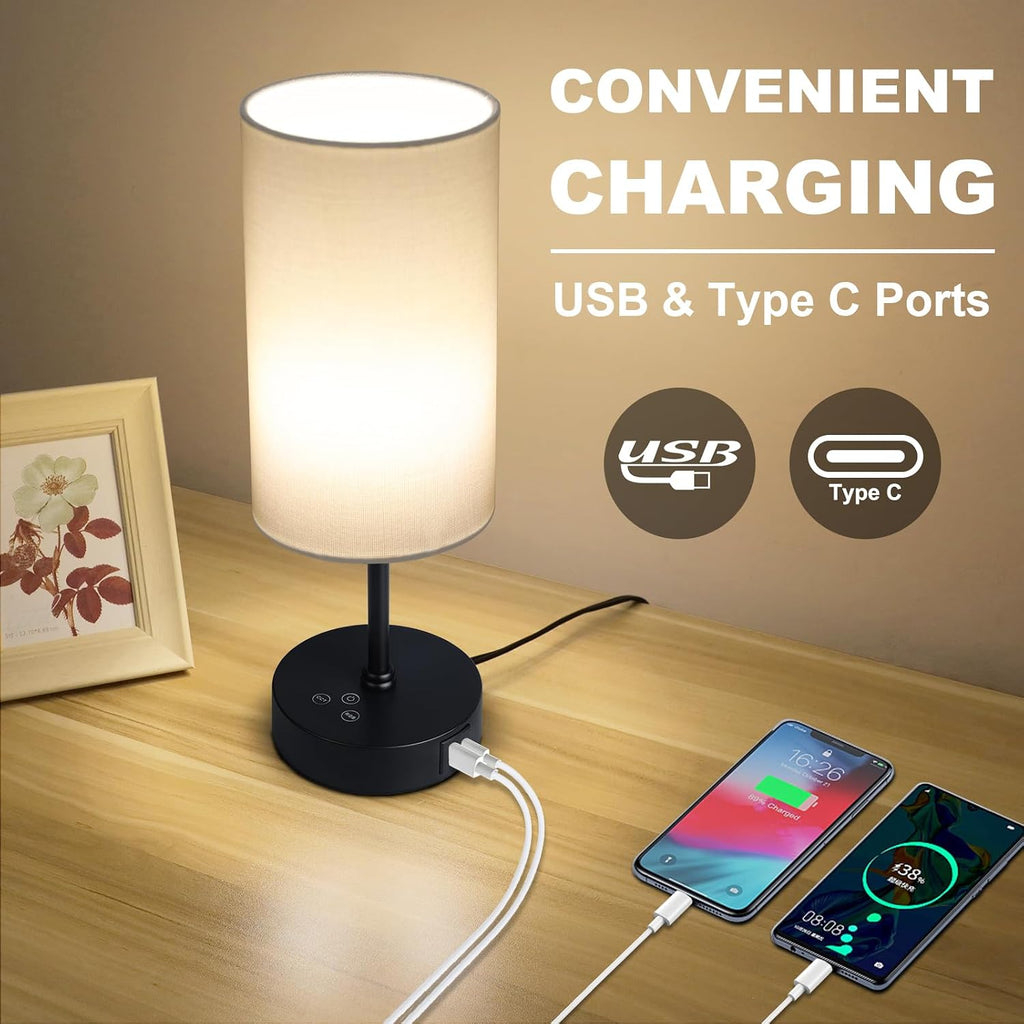 Unicozin Table Lamp,3 CCT 3000K/4500K/6500K & RGB Color Changing, Stepless Dimmable Touch Control Bedside Lamp for Reading, Ambience…