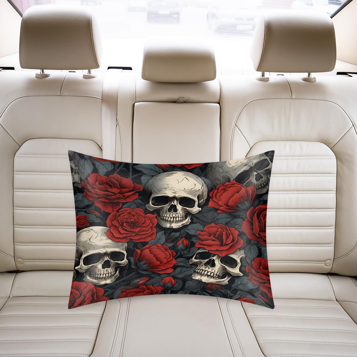 Valentine Rose Skulls Satin Silk Pillowcase for Hair & Skin Pillow Cases Standard Size Soft Silk Pillow Case with Envelope Closure Satin…