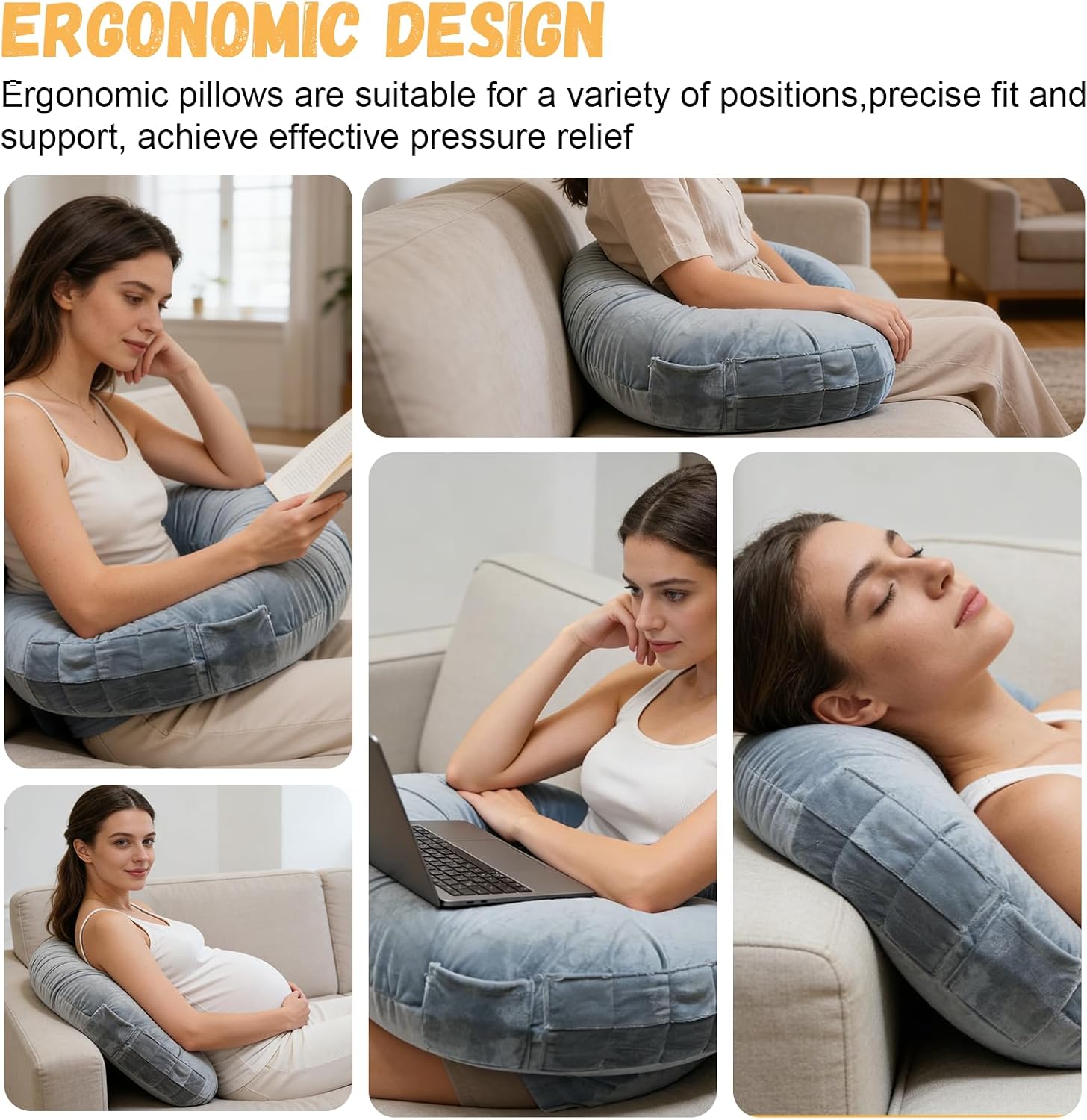 Gawgivdi Reading Pillow for Gaming, Crochet Pillow for Lap Support, Lap Desk Pillow for Sitting in Bed or Sofa, Multi-Purpose Readin…