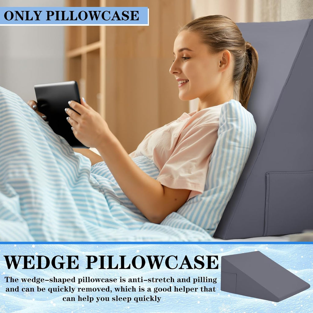 HunnmingRe 24"x24"x12" Cooling Bed Wedge Pillow Case Cover (Only Pillow Case) Wedge Pillowcase Protector with Zipper Soft Breathable Cool P…