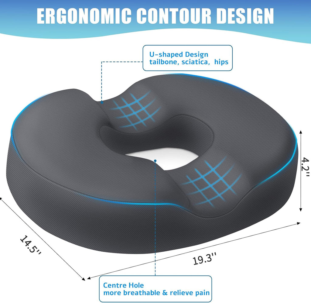 BlissTrends Donut Pillow Seat Cushion, Donut Chair Cushions for Postpartum Pregnancy & Hemorrhoids, Tailbone Cushion, Memory Foam Lifting C…