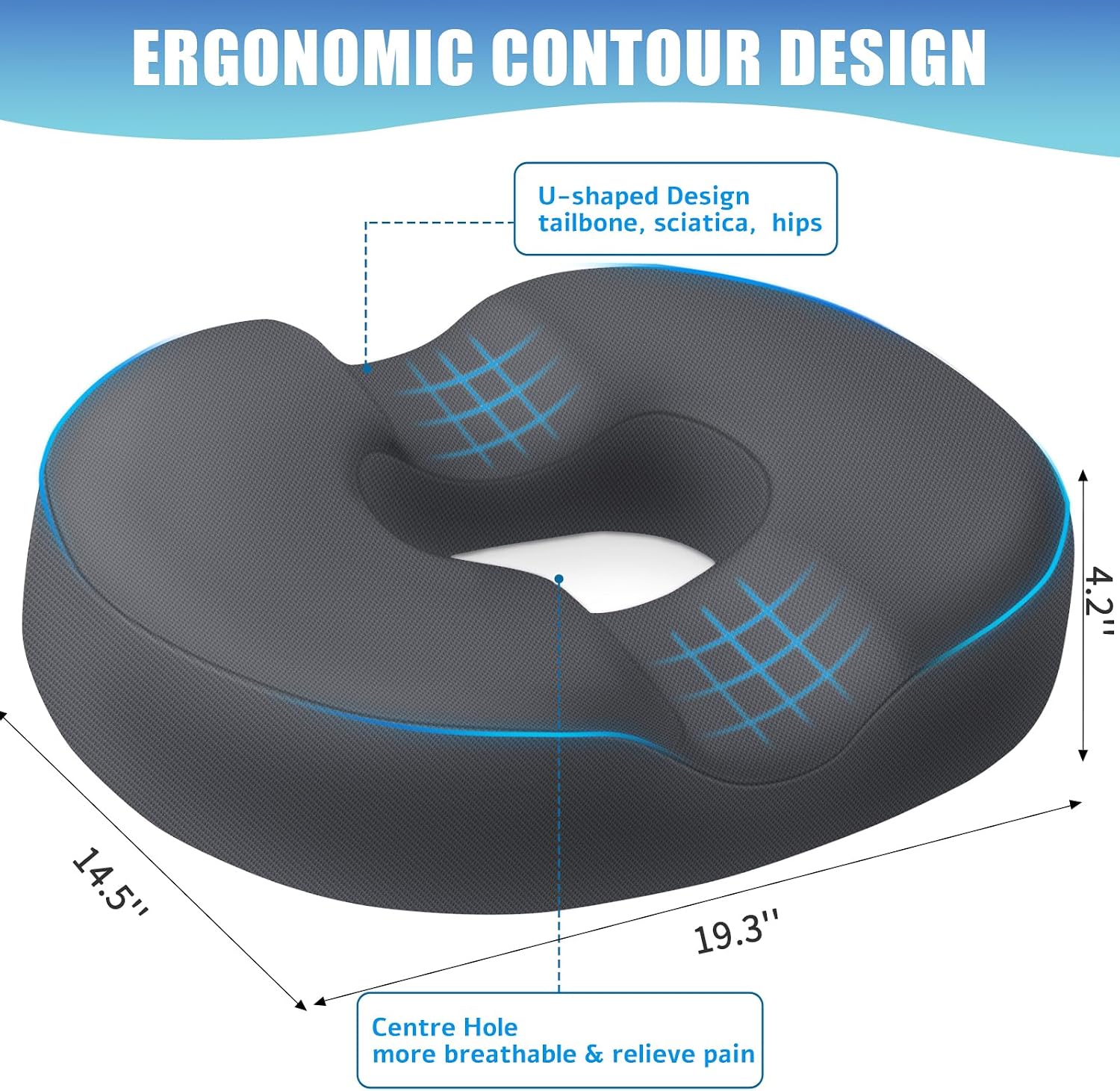 BlissTrends Donut Pillow Seat Cushion, Donut Chair Cushions for Postpartum Pregnancy & Hemorrhoids, Tailbone Cushion, Memory Foam Lifting C…