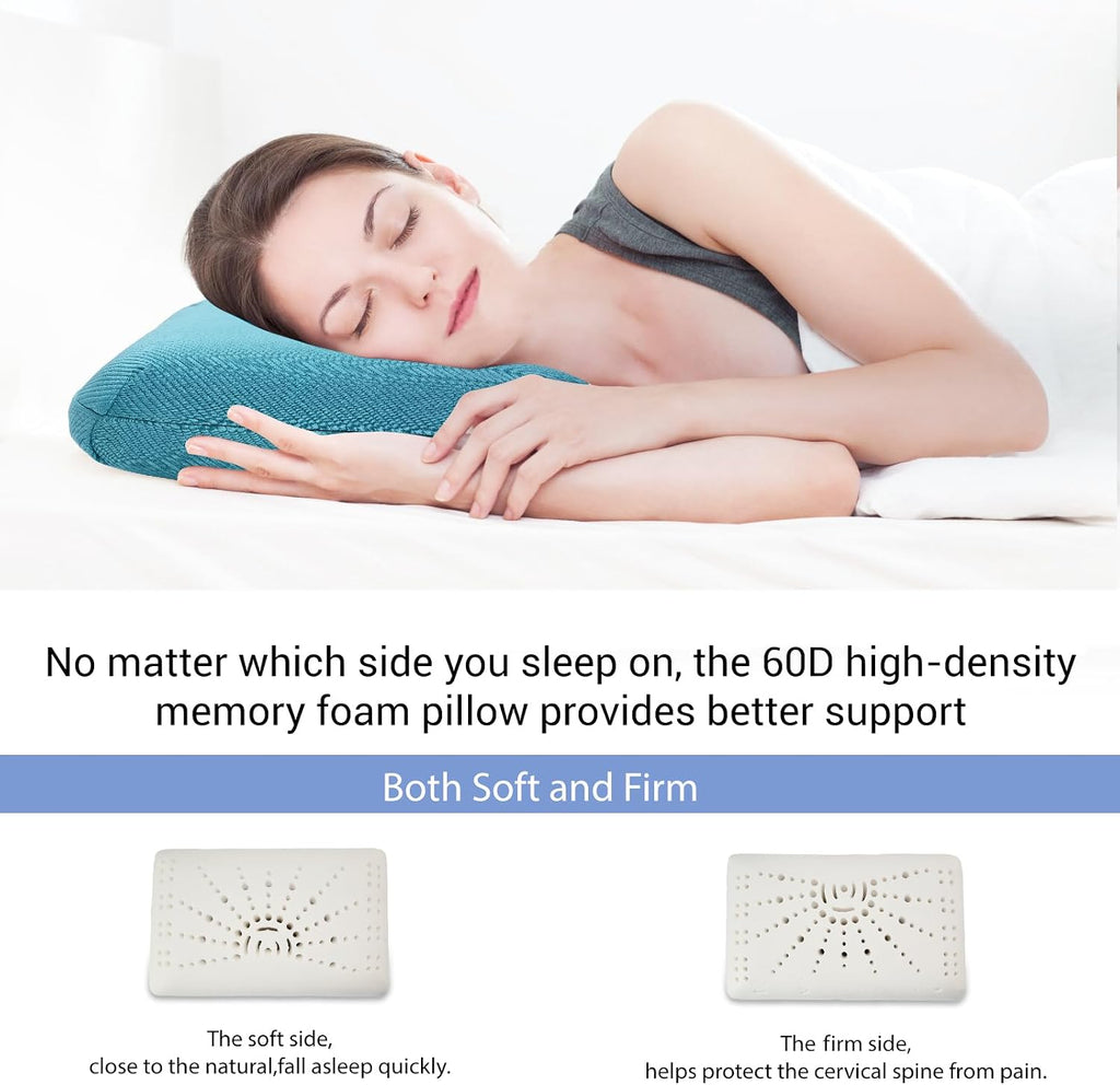 Memory Foam Travel Pillow 9.8"x15.7" Compact Camping Pillow, Stable & Supportive, Washable Double-Layer Cover with Carry Bag, for…