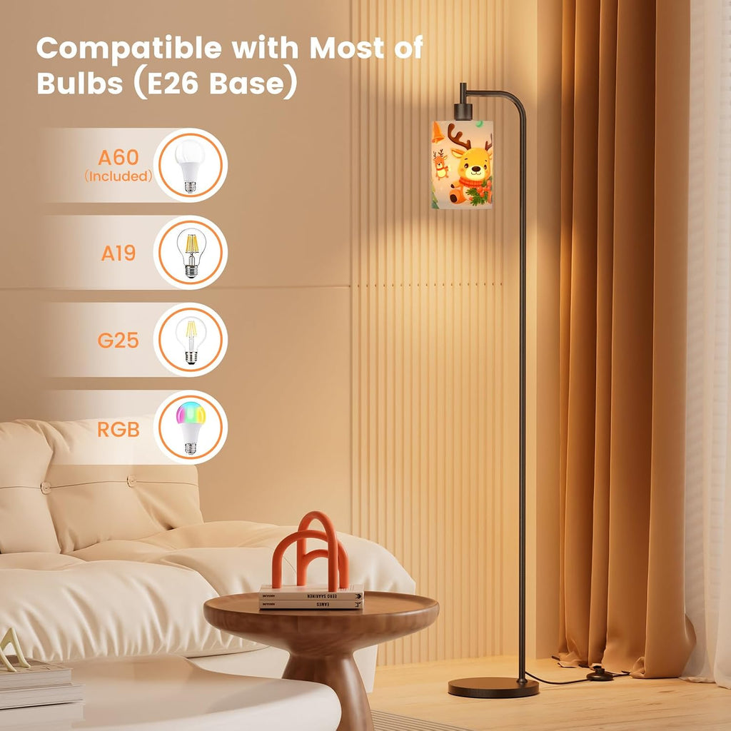 SIBRILLE Kids Floor Lamp with Linen Shade, Dimmable Tall Standing Lamp with Remote Control & 3 Color Temperatures, Modern Floor Lamps for…