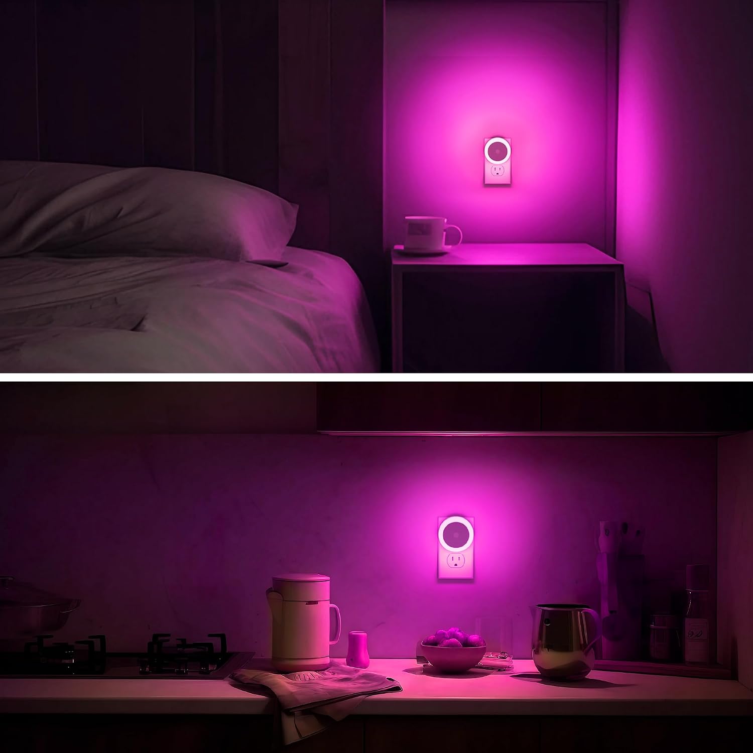 Briignite Purple Night Light, Night Lights Plug into Wall [4Pack], Nightlight with Light Sensors for Kids Room, Baby Night Light…