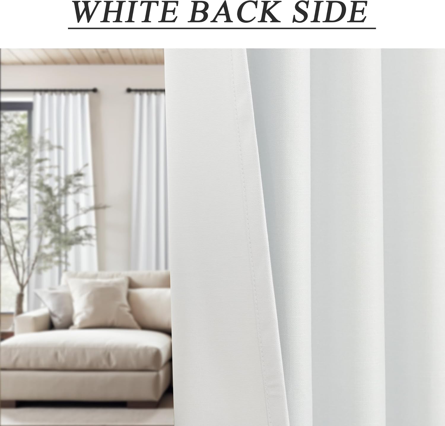 Dancurton White Living Room Darkening Curtains 72 Inches Long 6 ft Length 2 Panel Cute Black Out Linen Window Drape for Nursery Bedroom Opa…