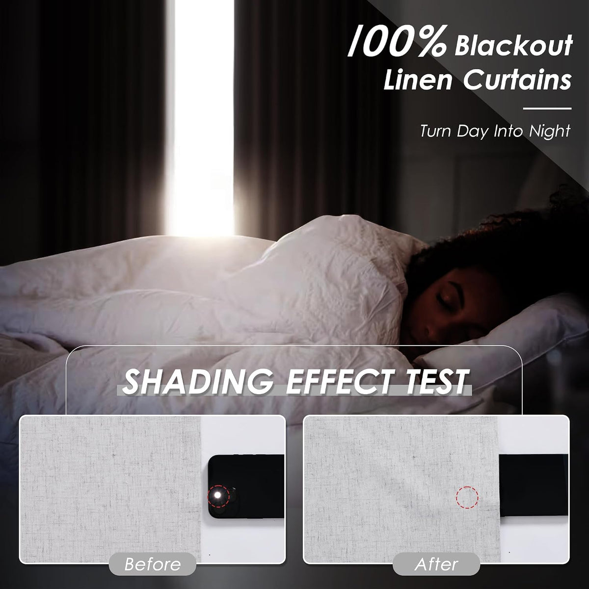 Nanspring Light Grey 100% Blackout Linen Curtains for Bedroom 90 Inches Long Back Tab Thermal Insulated Modern Luxury Simple Black Out Curt…