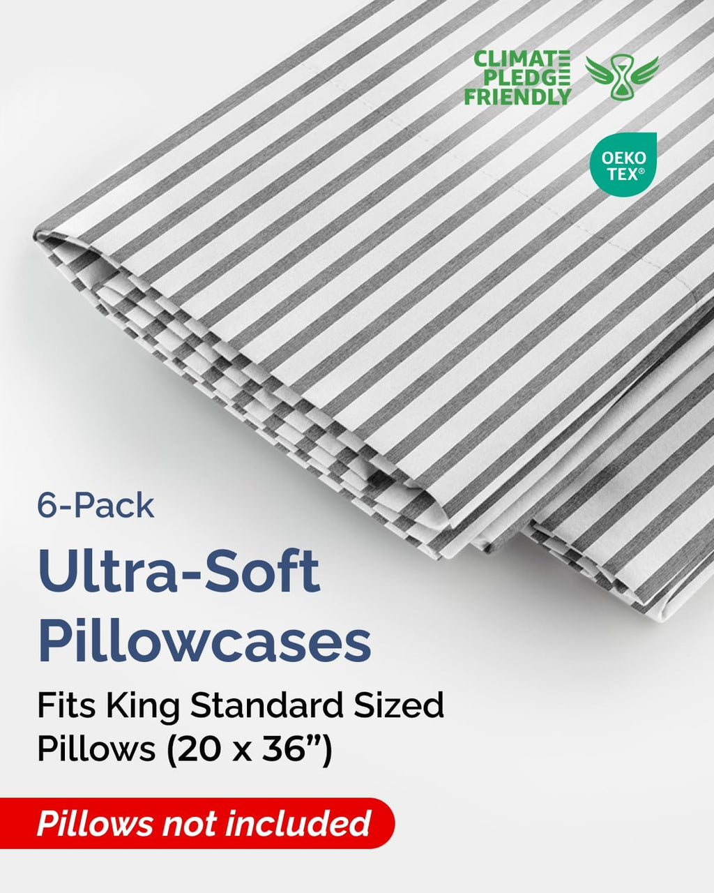 King Standard Pillow Cases Set of 6 - Ultra Soft Hotel Quality Pillowcase Covers - Comfy & Wrinkle Free - Shrink & Fade Resistant…