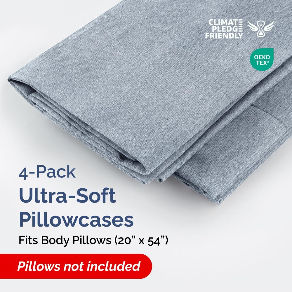Body Pillowcases Set of 4-20x54 Long Body Pillow Case - Soft Body Pillow Cover for Sleeping & Side Sleepers - Comfy Breathable & Fade…