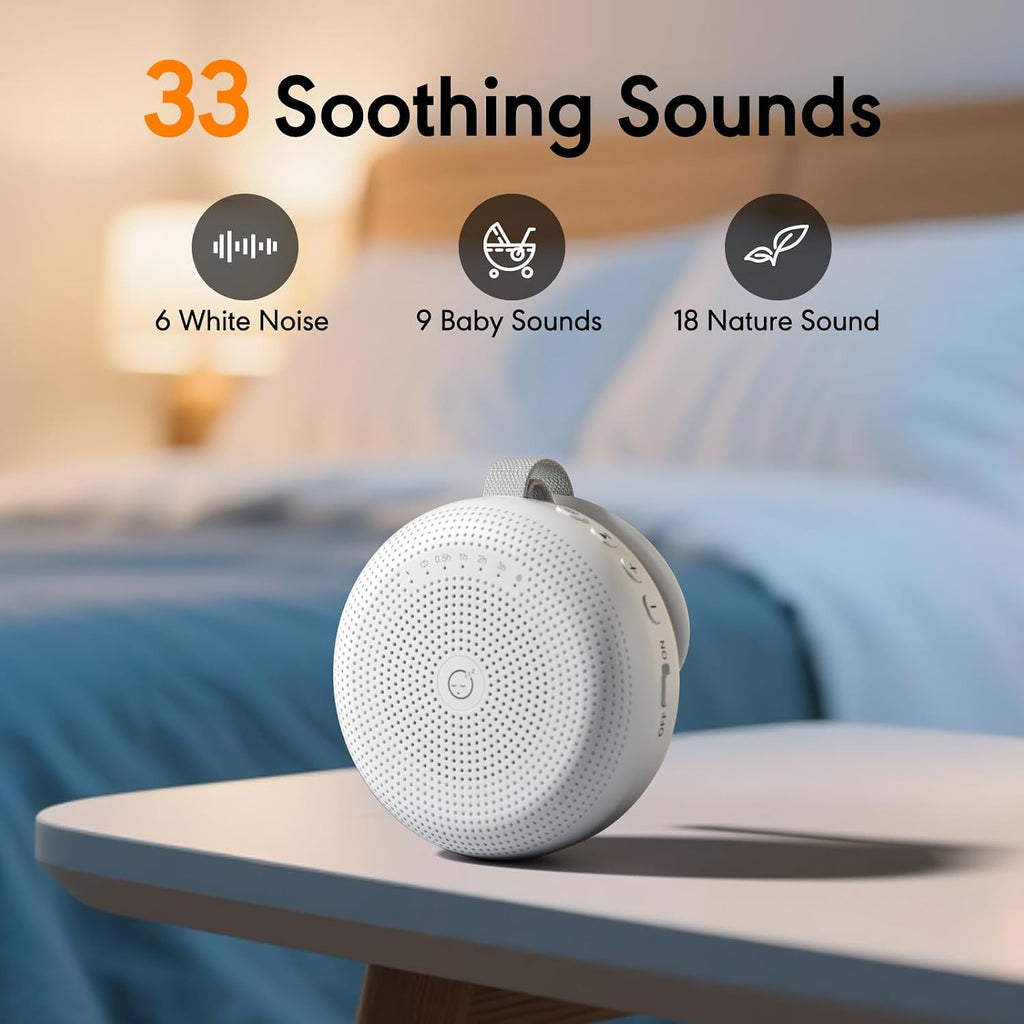 White Noise Machine for Baby Adult, Portable Sound Machine with 33 Soothing Sounds, Timer & Memory Function for Sleep, Travel, Nursery…