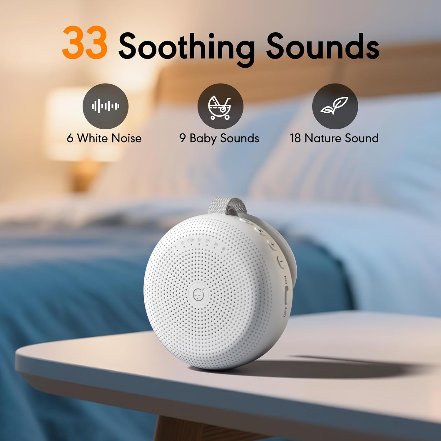 White Noise Machine for Baby Adult, Portable Sound Machine with 33 Soothing Sounds, Timer & Memory Function for Sleep, Travel, Nursery…