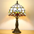 Tiffany Style Table Lamp, Baroque Style Stained Glass Lamp, 8 Inch Small Antique Lamp, for Bedside Nightstand Bedroom Living Room Home…