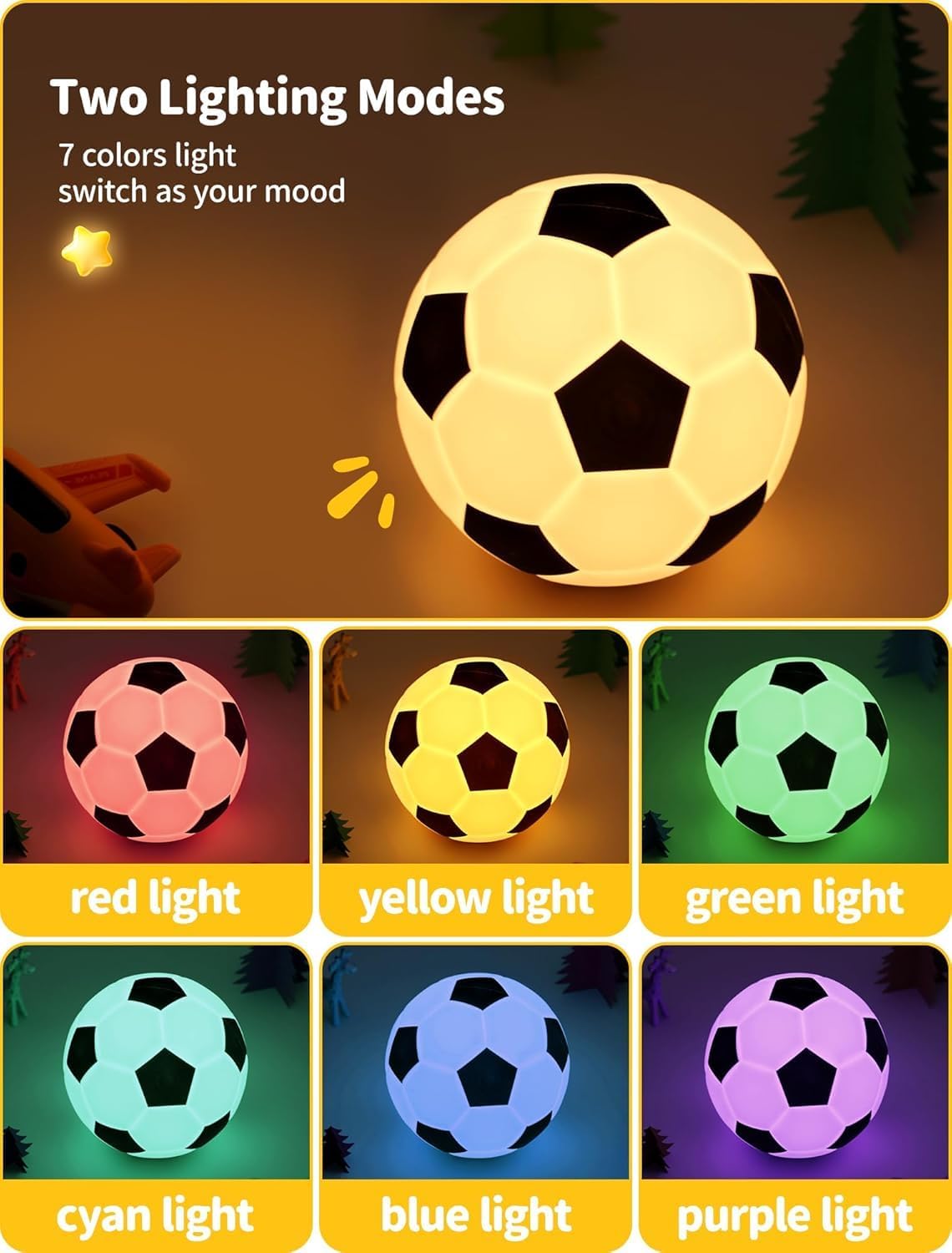 Tarinks Soccer Night Light for Kids, Rechargeable Touch Lamp, Silicone Soccer Ball Lamps, Cute Glowing Football Night light, Portable Nurse…