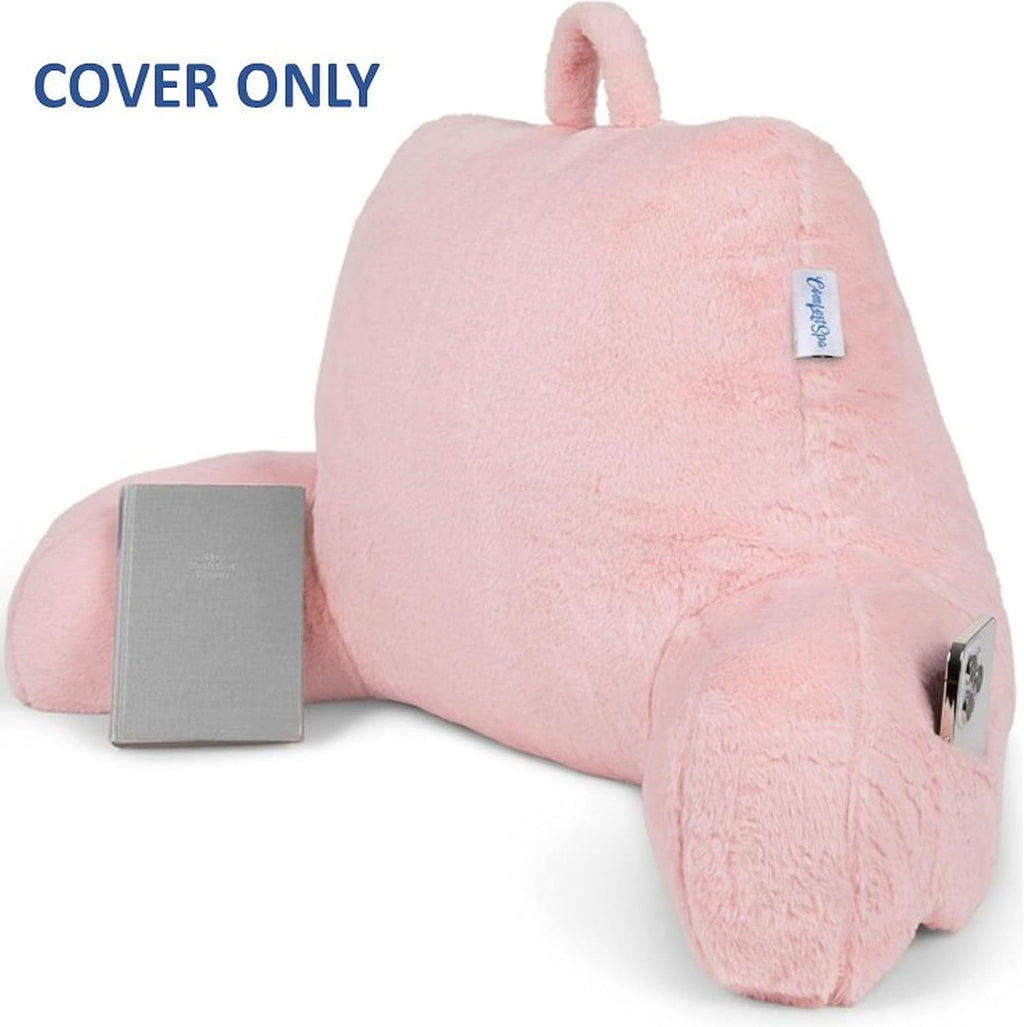 ComfortSpa Reading Pillow Replacement Cover for 19 inch Back Rest Pillow, Polyester Velour Machine Wash and Dry (Faux Fur Pink)