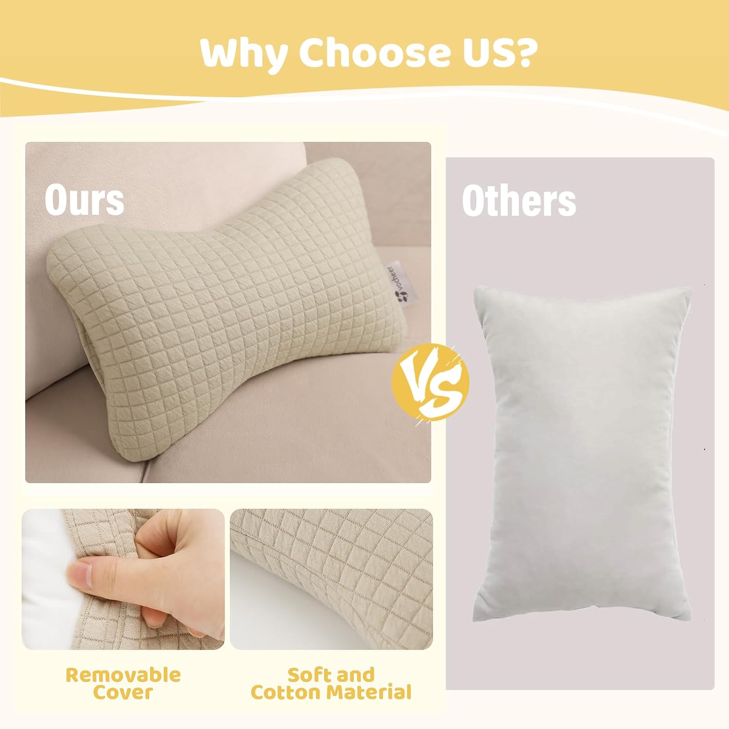 vocheer 11x7in Mini Travel Pillow, Small Pillows for Sleeping, Tiny Pillows for Neck, Wrist, Lumbar and Knee, Pets Pillow, Cotton, Cover…