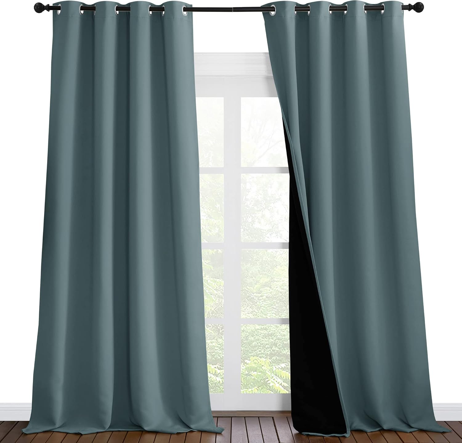 Nicetown Full Shading Curtains 96 inches Long 2 Panels Set for Windows, Super Heavy-Duty Black Lined Blackout Curtains for Bedroom, Privacy…