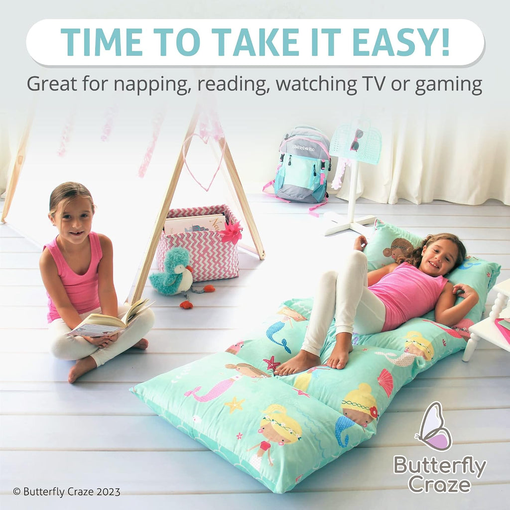 Butterfly Craze Floor Pillow Case - Cozy Reading Chair & Lounger - Versatile Seat & Floor Bed - Portable Cushion & Sleeping Pad - Queen…